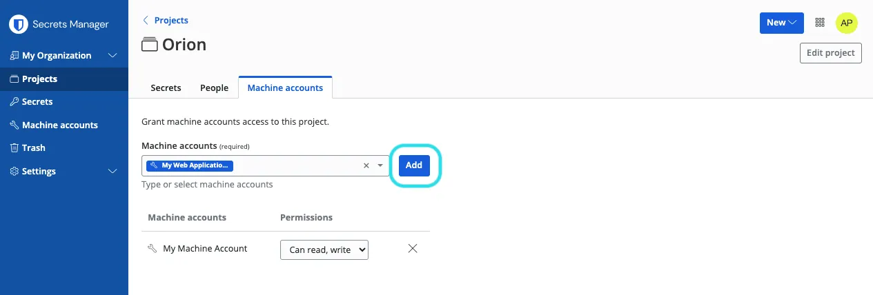 Add a machine account