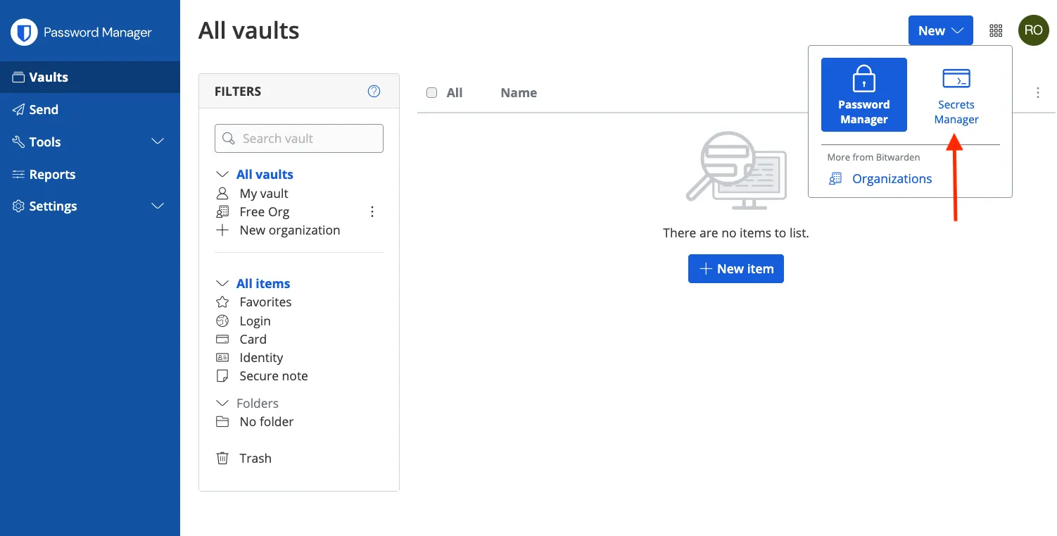 Secrets Manager Product Switcher